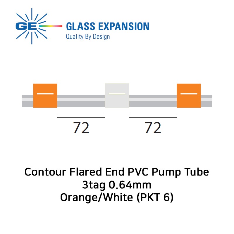 Contour Flared End PVC Pump Tube 3tag 0.64mm ID Orange/White (PKT 6)