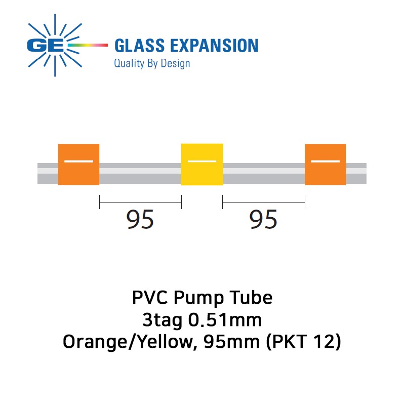 PVC Pump Tube 3tag 0.51mm ID Orange/Yellow, 95mm (PKT 12)