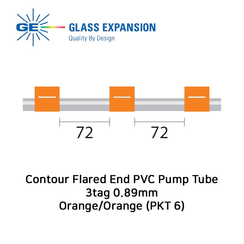 Contour Flared End PVC Pump Tube 3tag 0.89mm Orange/Orange (PKT 6)