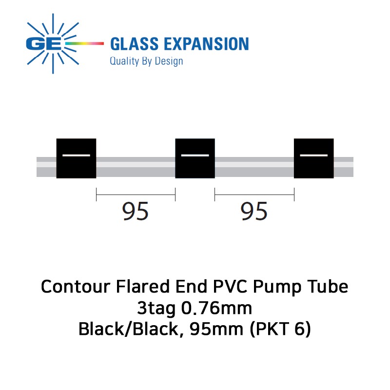 Contour Flared End PVC Pump Tube 3tag 0.76mm Black/Black, 95mm (PKT 6)