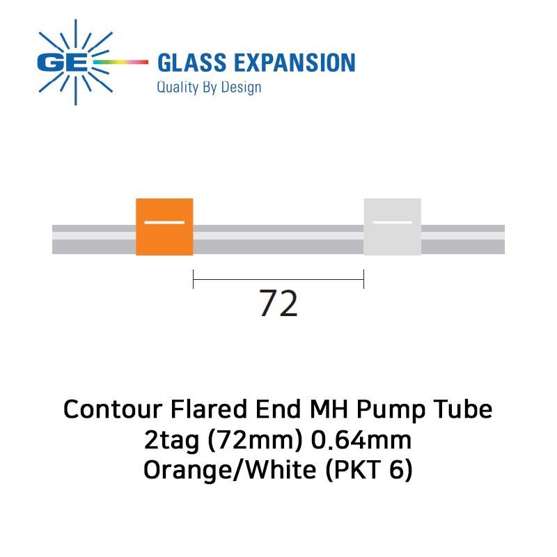 Contour Flared End MH Pump Tube 2tag (72mm) 0.64mm ID Orange/White (PKT 6)