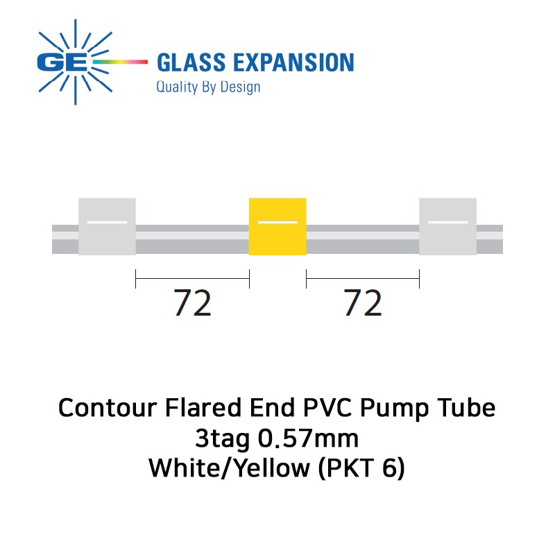 Contour Flared End PVC Pump Tube 3tag 0.57mm ID White/Yellow (PKT 6)