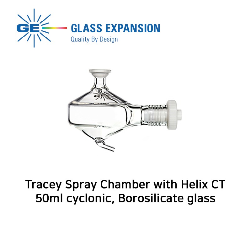 Tracey Spray Chamber with Helix CT 50ml cyclonic, Borosilicate glass