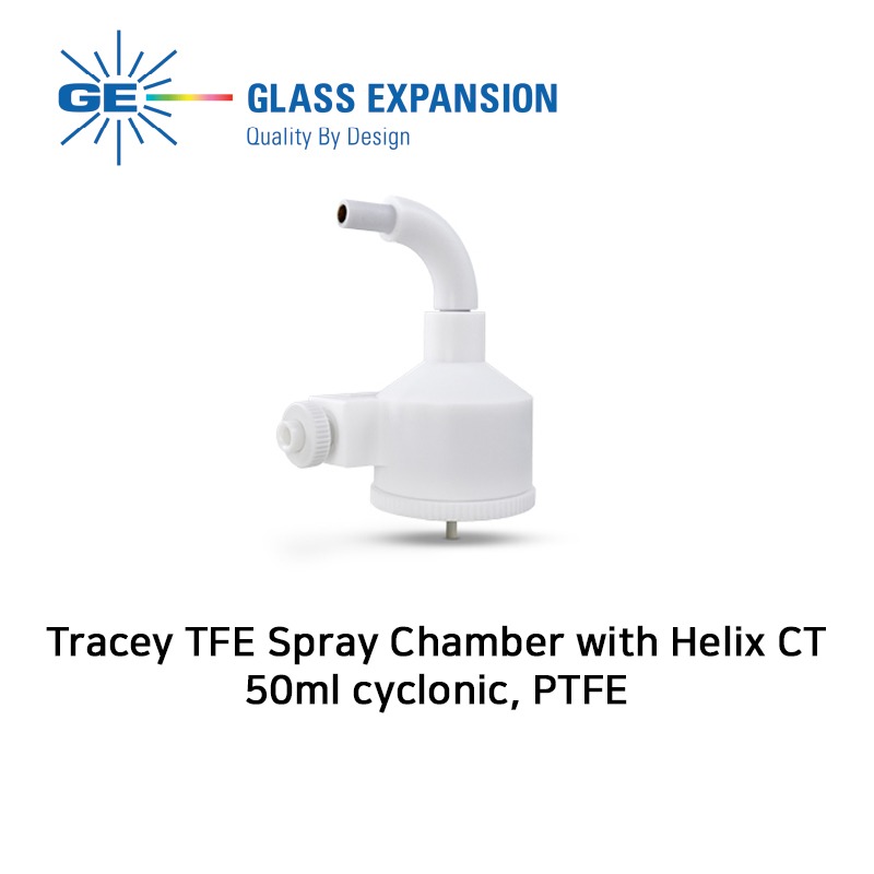 Tracey TFE Spray Chamber with Helix CT, 50ml cyclonic, PTFE