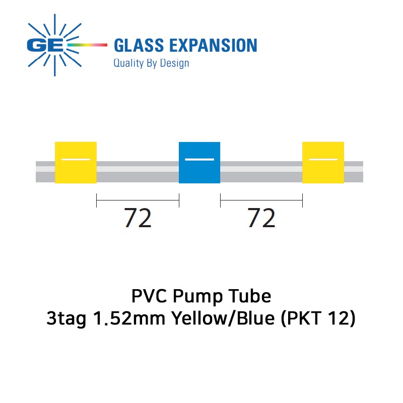 PVC Pump Tube 3tag 1.52mm ID Yellow/Blue (PKT 12)