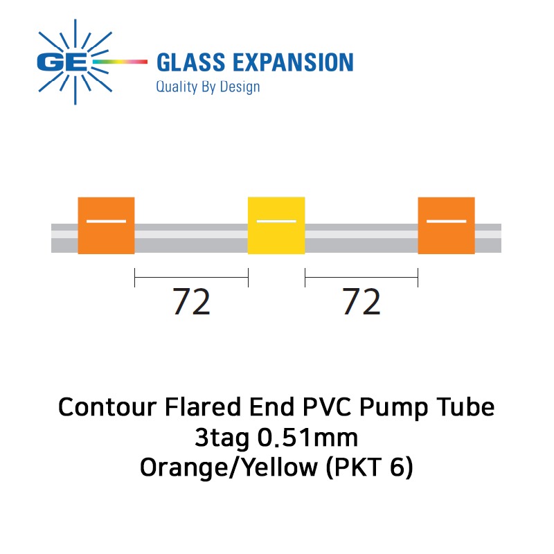 Contour Flared End PVC Pump Tube 3tag 0.51mm ID Orange/Yellow (PKT 6)