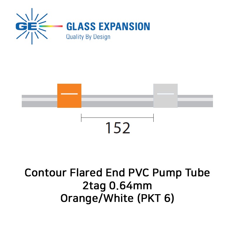 Contour Flared End PVC Pump Tube 3tag 0.64mm ID Orange/White (PKT 6)