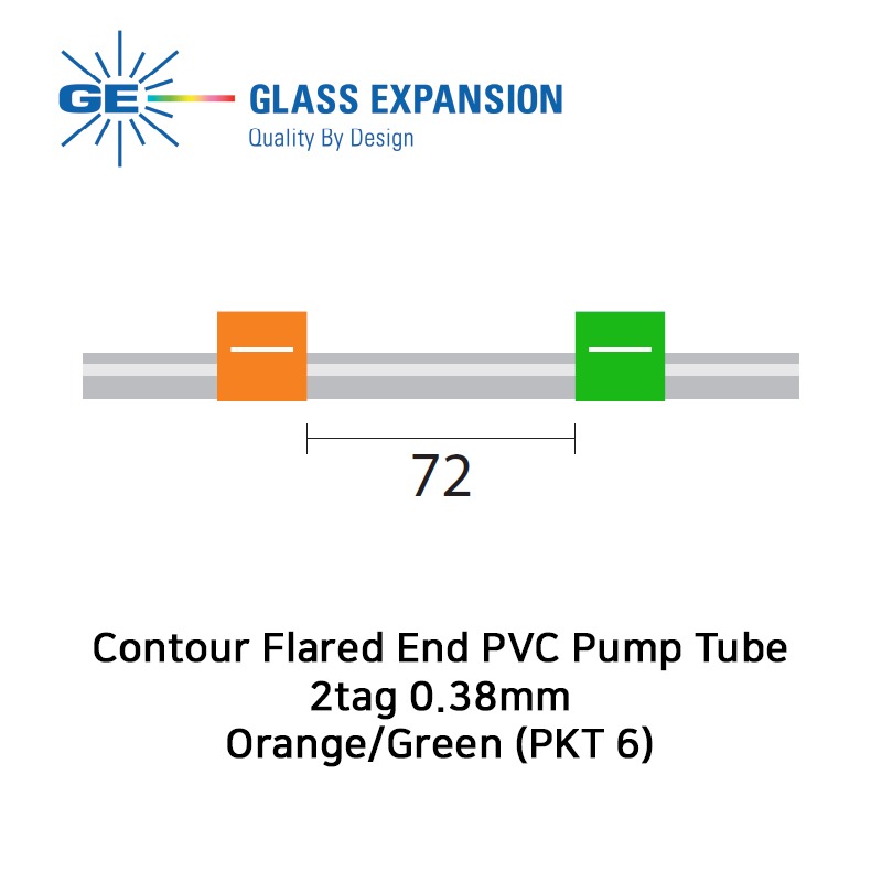 Contour Flared End PVC Pump Tube 2tag 0.38mm ID Orange/Green (PKT 6)
