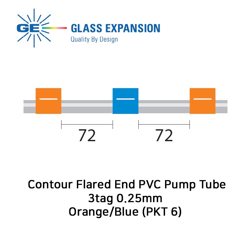 Contour Flared End PVC Pump Tube 3tag 0.25mm ID Orange/Blue (PKT 6)