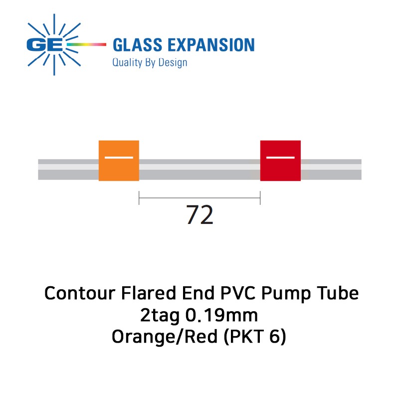 Contour Flared End PVC Pump Tube 2tag 0.19mm ID Orange/Red (PKT 6)