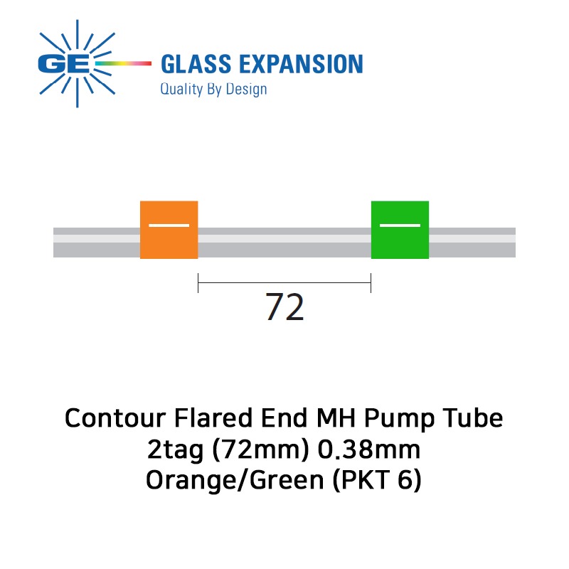 Contour Flared End MH Pump Tube 2tag (72mm) 0.38mm ID Orange/Green (PKT 6)