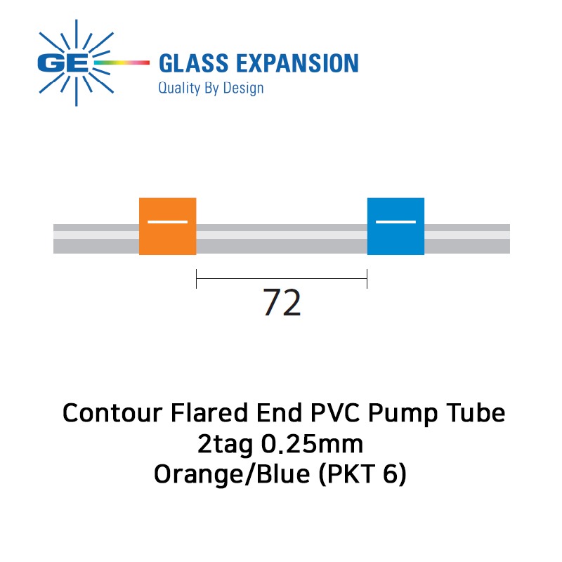 Contour Flared End PVC Pump Tube 2tag 0.25mm ID Orange/Blue (PKT 6)