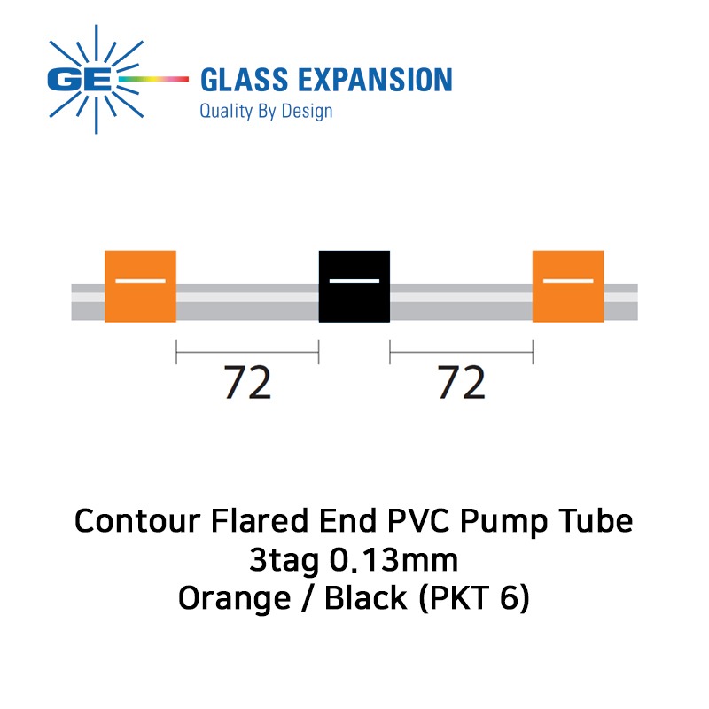 Contour Flared End PVC Pump Tube 3tag 0.13mm ID Orange/Black (PKT 6)